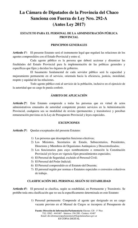 estatuto empleado público chaco licencias